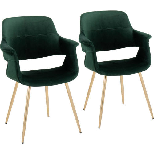 Vintage Flair Dining Accent Chair in Gold & Green Velvet